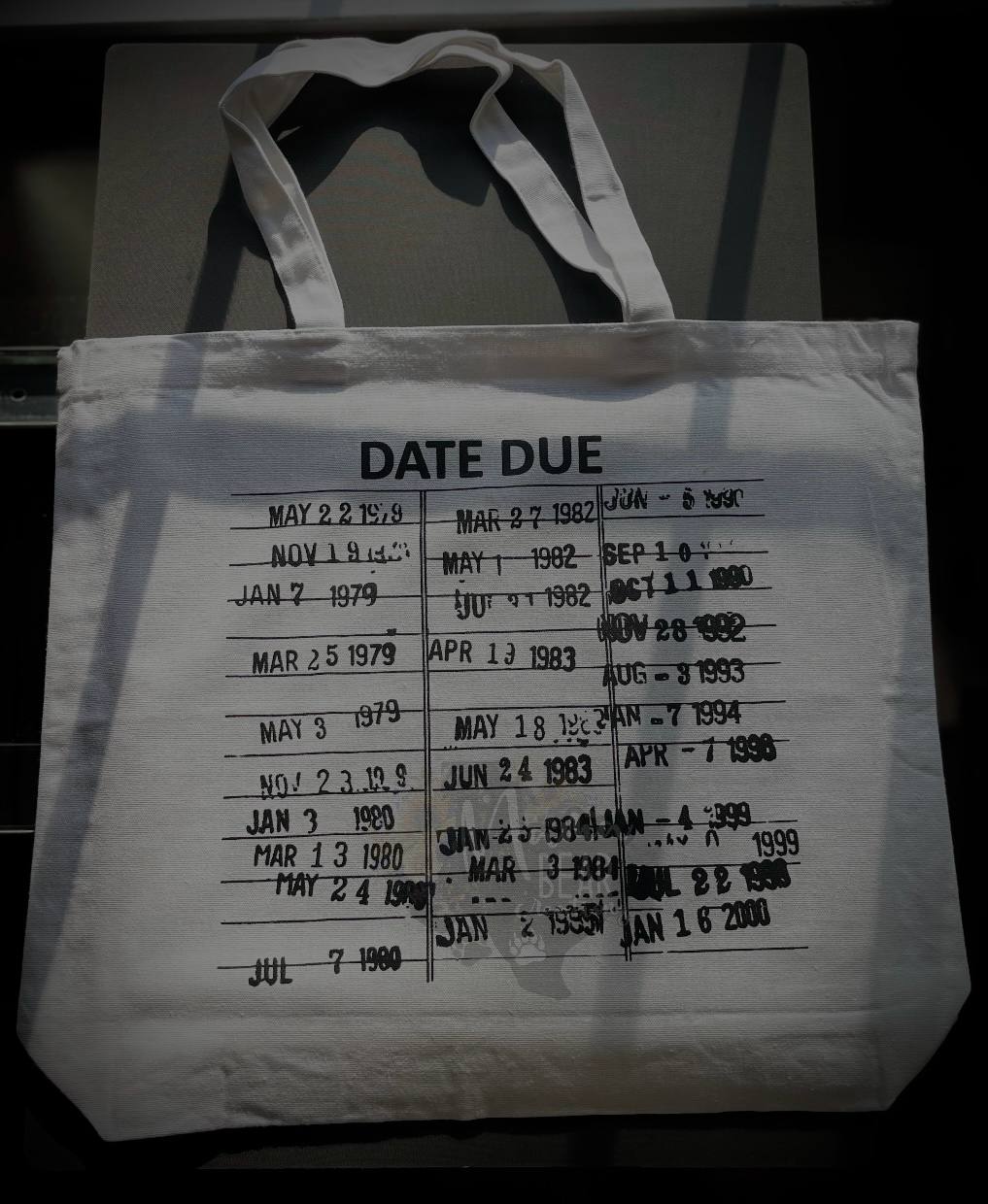 Retro Library Card Tote Bag – Vintage “Date Due” Book Lover Canvas Bag