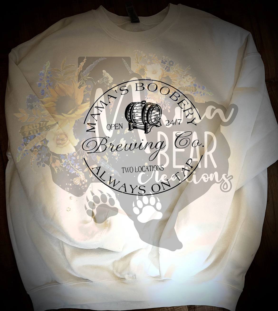 “Mama’s Boobery Brewing Co.” Funny Breastfeeding Sweatshirt – Floral Cozy Mom Life Pullover