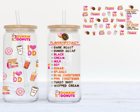 Dunkin’ Donuts Order Tracker Glass Cup – 16oz Iced Coffee Tumbler