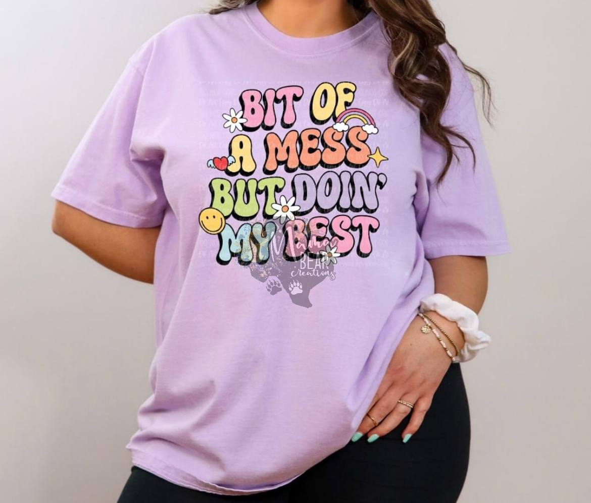 "Bit of a Mess But Doin’ My Best" Retro Pastel Tee