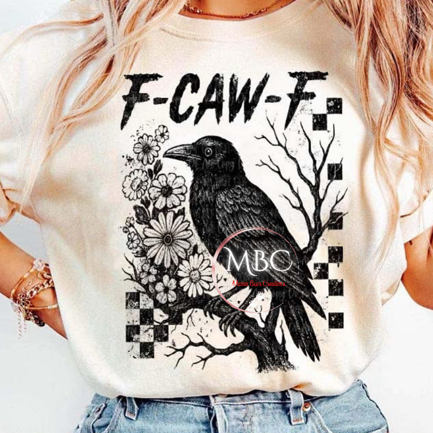 F-Caw-F Crow Graphic Tee – Funny Raven Shirt, Gothic Vintage Bird Design, Adult Humor Tee
