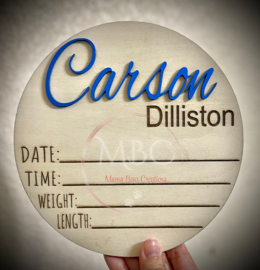 Custom Hospital Baby Info