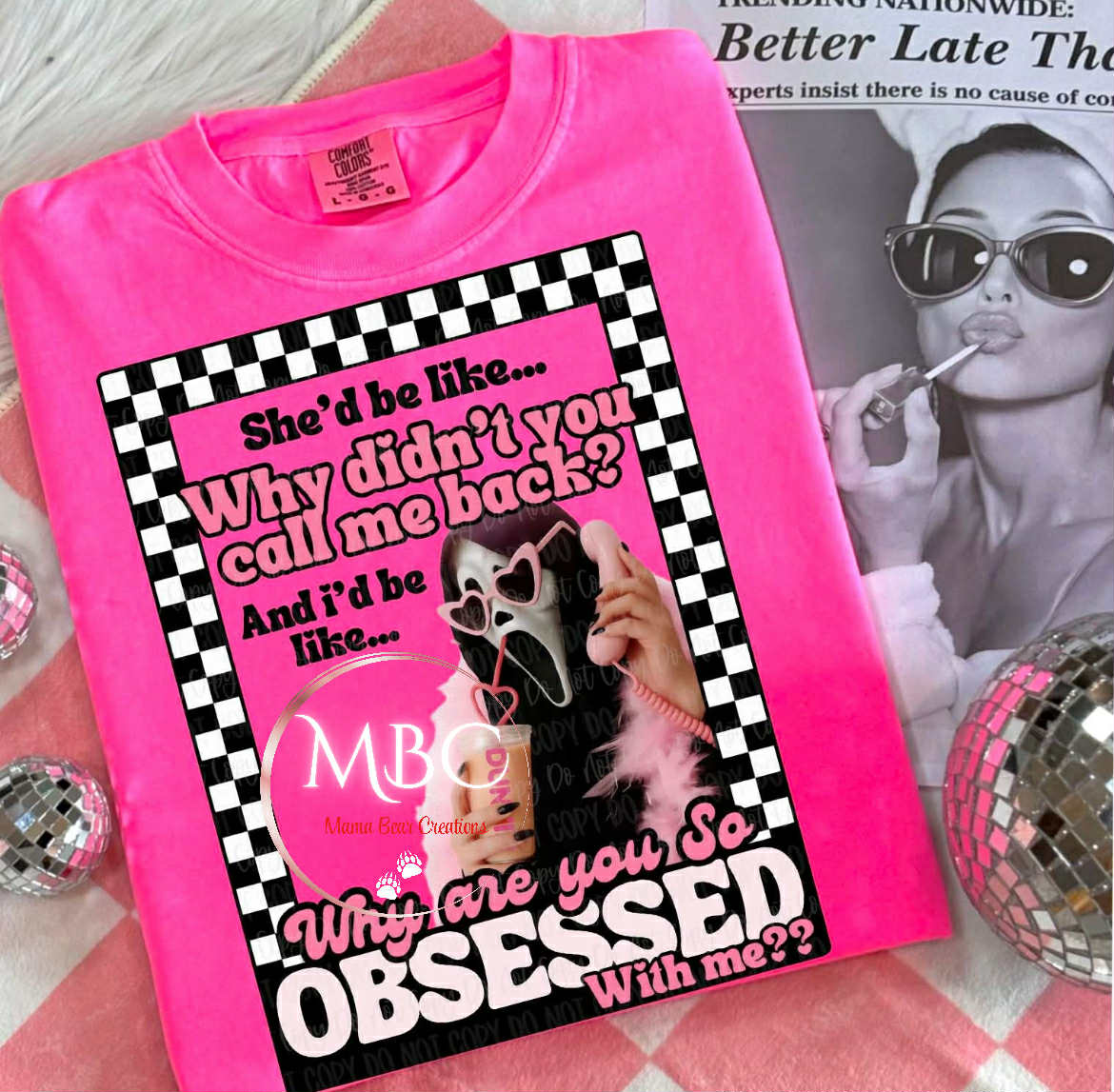 Obsessed Ghostface Pink Sweatshirt – Y2K Horror Movie Meme Shirt, Funny Scream Quote Pullover, Girly Halloween Killer Graphic Crewneck